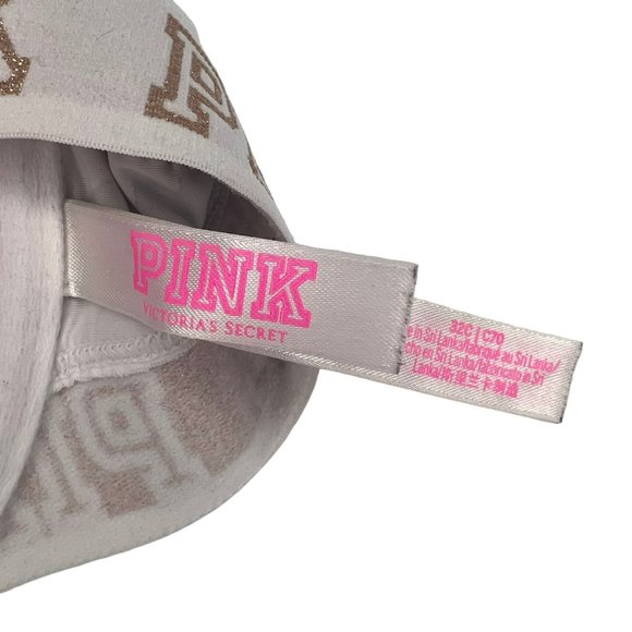 Victoria's Secret Pink Beige Camo Wear Everywhere Push Up Bra Racerback Size 32C - Picture 4 of 6